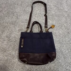 R.Riveter Otto Carry All Navy Blue Canvas Tote‎ Leather Trim Handmade USA Purse